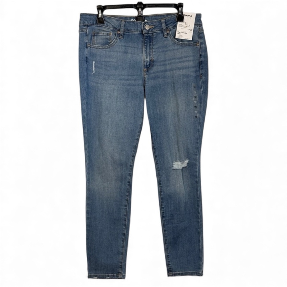 Sonoma Jeans Blue Medium Wash Distressed Skinny in Size 10R NWT